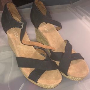 Navy Blue Toms Wedges Size 12W